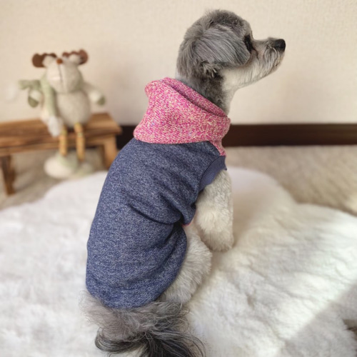 犬服！デニム風トレーナー×ジャズカラーミックス 袖なし 全2色