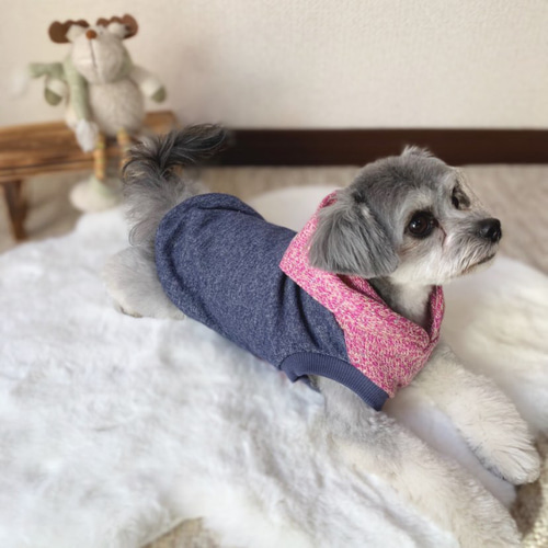 犬服ハンドメイド♡刺繍フリース*デニムリボン刺繍