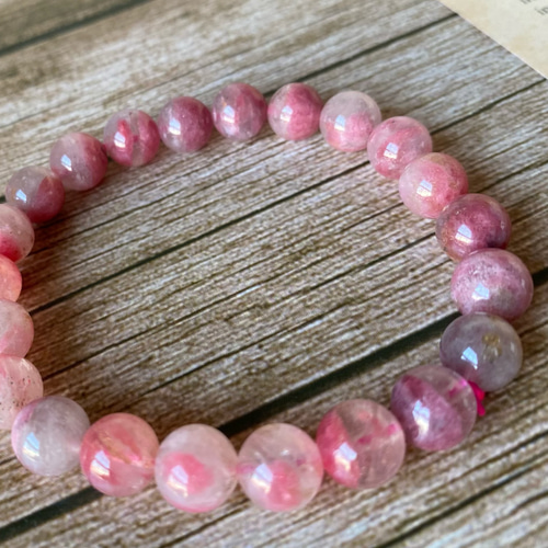 ピンクトルマリンシリカ☆天然石☆ブレスレット☆トルマリン☆花びら