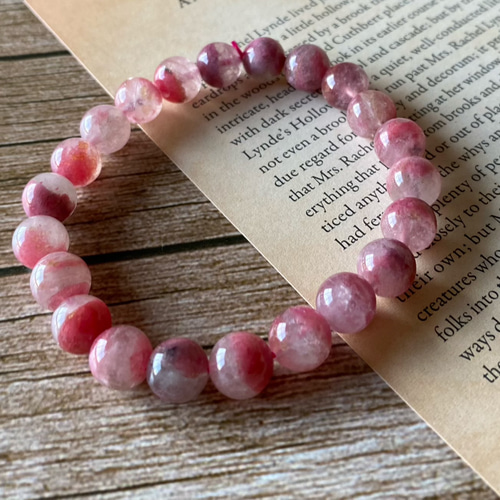 ピンクトルマリンシリカ☆天然石☆ブレスレット☆トルマリン☆花びら