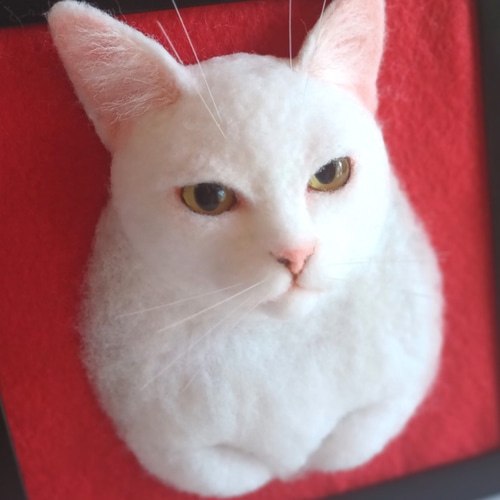 羊毛フェルト 猫 サンプルページ 白猫 L L L ハンドメイド 香箱座り