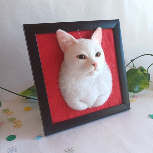 羊毛フェルト 猫 サンプルページ 白猫 L L L ハンドメイド 香箱座り