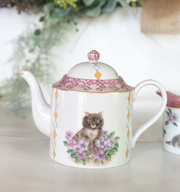 ポット・クリーマ・シュガー/可愛い猫の物語とラスター彩 ポット クリーマ ひと うつわ 愛sanjo