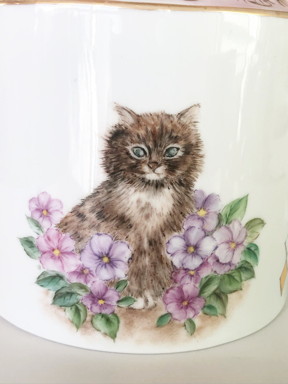 ポット・クリーマ・シュガー/可愛い猫の物語とラスター彩 13枚目の画像