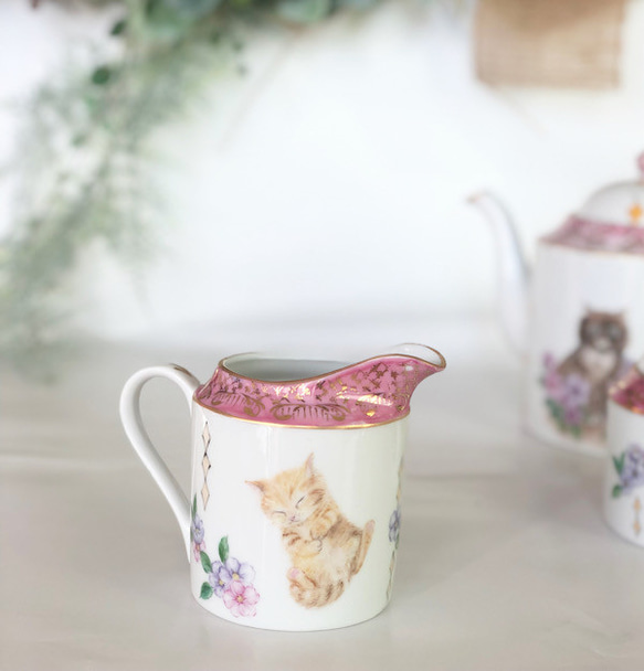 ポット・クリーマ・シュガー/可愛い猫の物語とラスター彩 ポット クリーマ ひと うつわ 愛sanjo