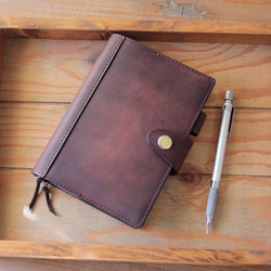 【サイズオーダー可能】新作　ほぼ日手帳カバー/手染めダークブラウン　受注製作品 1枚目の画像