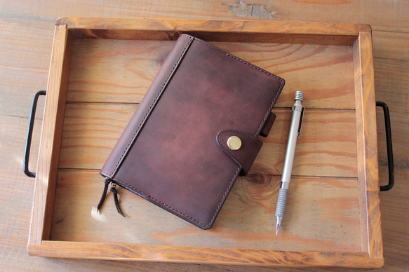 【サイズオーダー可能】新作　ほぼ日手帳カバー/手染めダークブラウン　受注製作品 1枚目の画像