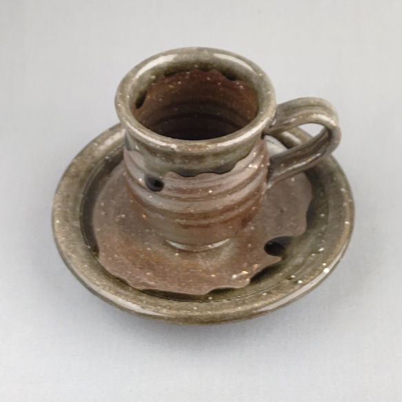 コーヒーカップ　焼締め　ビードロ釉　薪窯　【商品番号：00032】 3枚目の画像