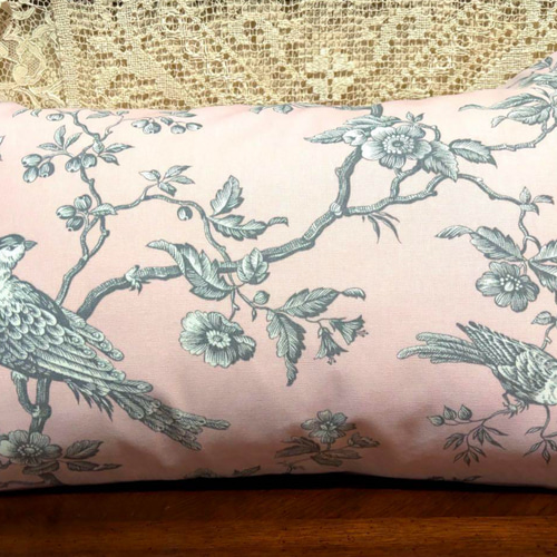 フランス トワルドジュイ シノワズリ MESANGE (ピンク地)横長