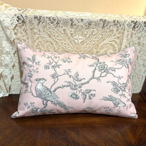 フランス トワルドジュイ シノワズリ MESANGE (ピンク地)横長