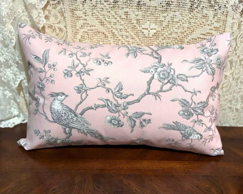 フランス トワルドジュイ シノワズリ MESANGE (ピンク地)横長