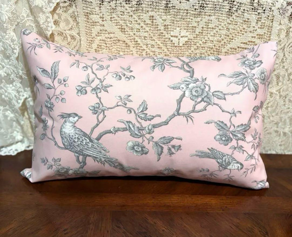 フランス トワルドジュイ シノワズリ MESANGE (ピンク地)横長