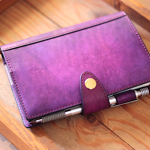 サイズオーダー可能】新作 ほぼ日手帳カバー/手染めパープル 受注製