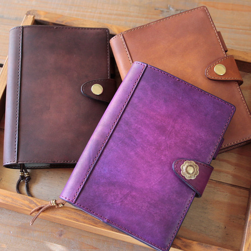 サイズオーダー可能】新作 ほぼ日手帳カバー/手染めパープル 受注製