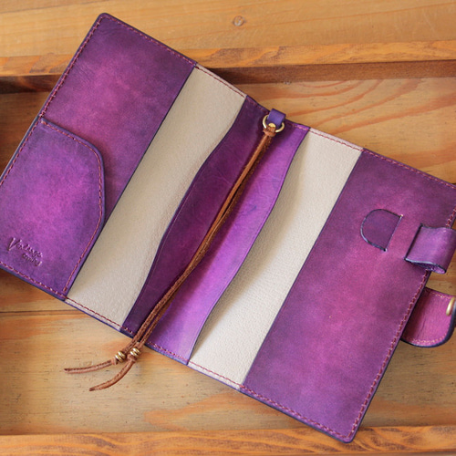 サイズオーダー可能】新作 ほぼ日手帳カバー/手染めパープル 受注製