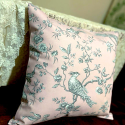 フランス製トワルドジュイ リネン100% PASTORALE (ブルー) クッション