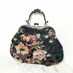 西ドイツ製【アンティークゴブラン織バッグ】 受注生産】ゴブラン織のアンティーク調がま口バッグ(グリーンガーデン