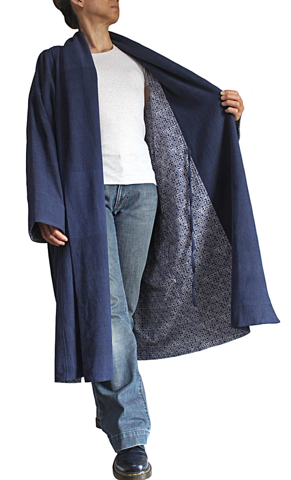 Jomton 手工編織棉質外罩外套 Mon 圖案印花棉織品襯裡 L 碼 (JFS-172-03L) 第2張的照片