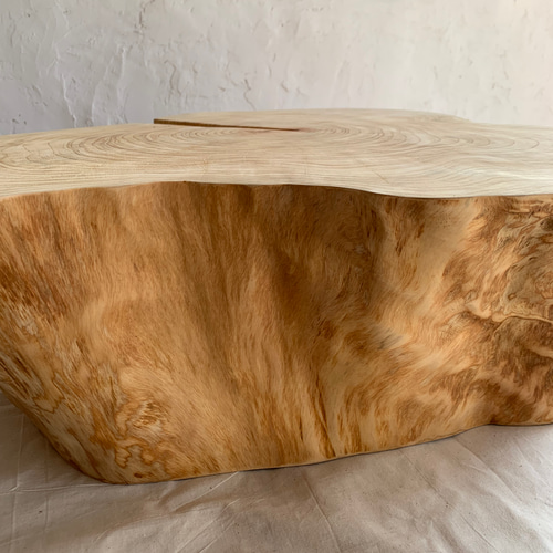 ヒノキ 切り株 丸太】木の大きな器 ドイツ製蜜蝋コーティング