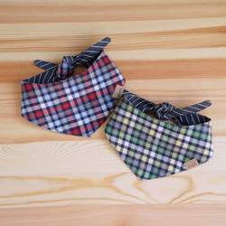 No.3093☘️ 犬猫用 バンダナ Mサイズ チェック ブラックウォッチ ブラックウォッチタータンチェック柄バンダナ/チェック柄・グリーン