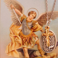 大天使ミカエル×キリストの十字架お守りロザリオネックレス 聖ミカエル
