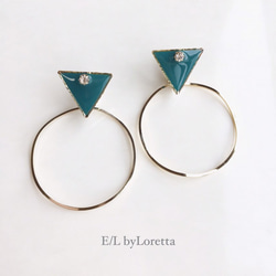 Triangle▽ bighoop pierce/earring(Green) 1枚目の画像