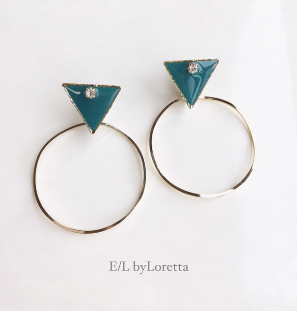 Triangle▽ bighoop pierce/earring(Green) 1枚目の画像