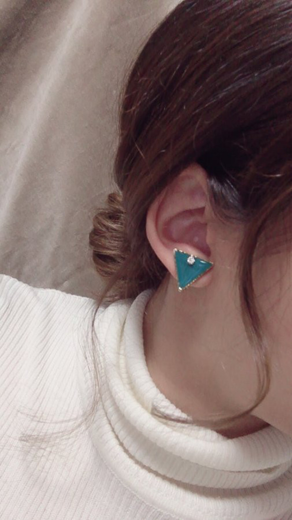 Triangle▽ bighoop pierce/earring(Green) 3枚目の画像