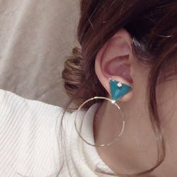 Triangle▽ bighoop pierce/earring(Green) 2枚目の画像