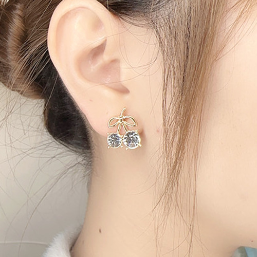 M10948-3 12個 デザインピアス さくらんぼのピアス 15×18mm