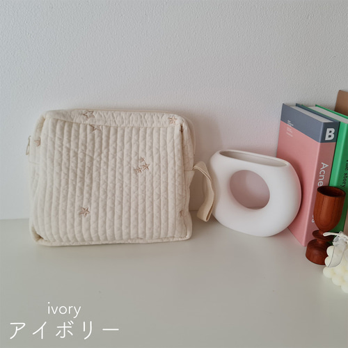 ヌビ ポーチ オムツポーチ 月と星の刺繡 韓国製 ヌビバッグ 雑貨