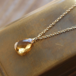 十一月生日石，黃水晶（寶石品質，水滴形切割）項鍊 (K14GF) 第2張的照片