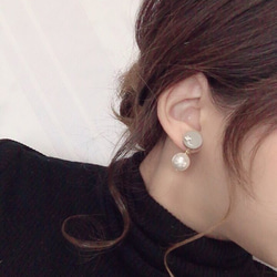 Mini circle color pearl pierce/earring(Beige) 2枚目の画像