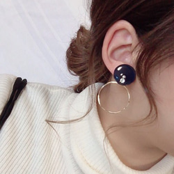 2way 3color hoop pierce/earring(Navy) 3枚目の画像