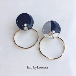 2way 3color hoop pierce/earring(Navy) 1枚目の画像