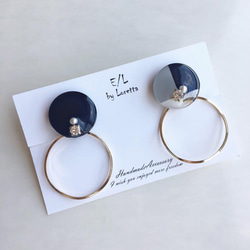 2way 3color hoop pierce/earring(Navy) 2枚目の画像