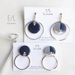 2way 3color hoop pierce/earring(Navy) 7枚目の画像