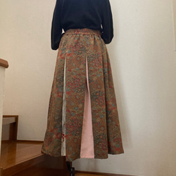 着物リメイクスカート　#14枚剥ぎスカート#更紗模様 3枚目の画像