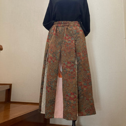 着物リメイクスカート　#14枚剥ぎスカート#更紗模様 4枚目の画像