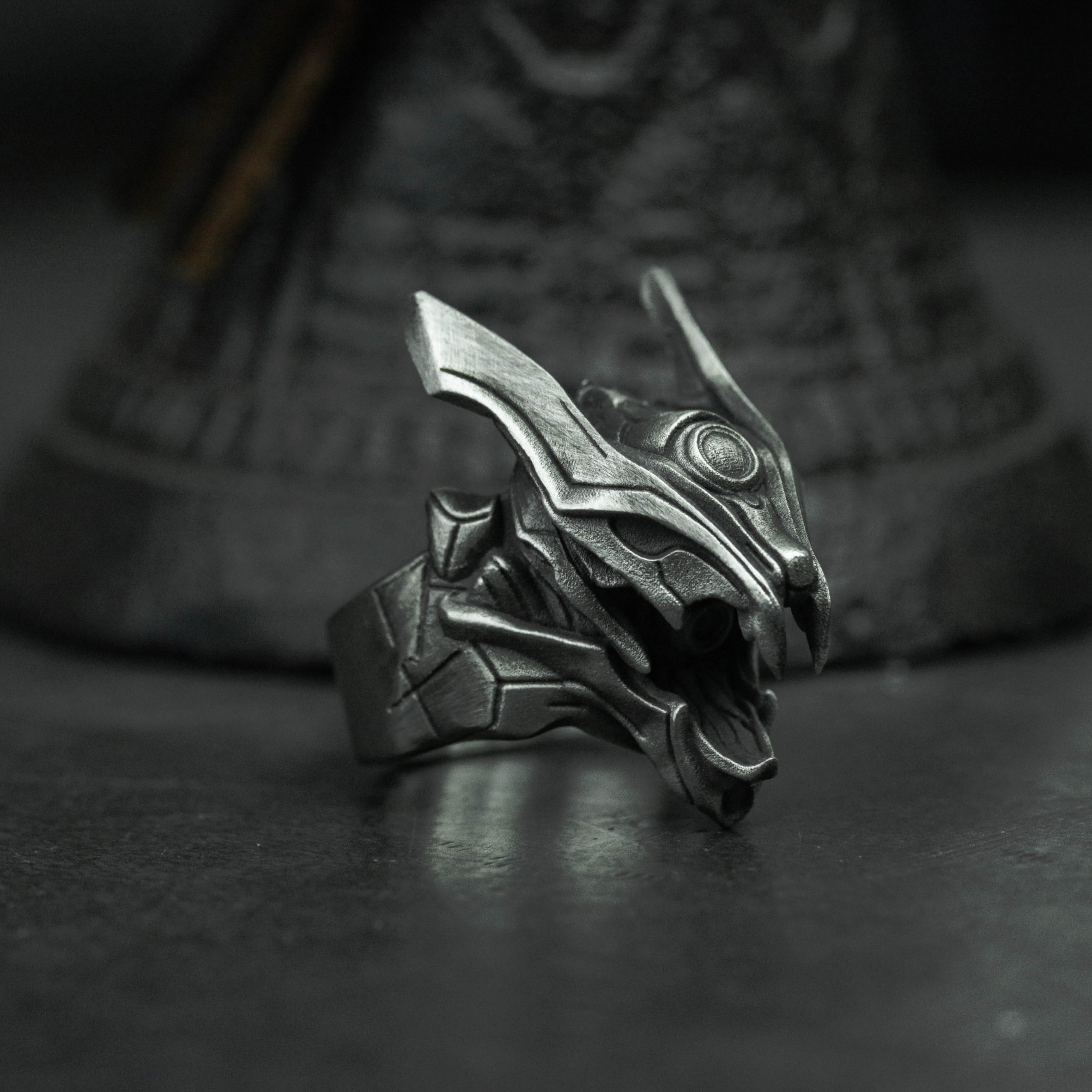 シルバー925パンサースカルメンズリング、野生動物リング、男性の指輪 - 手作り