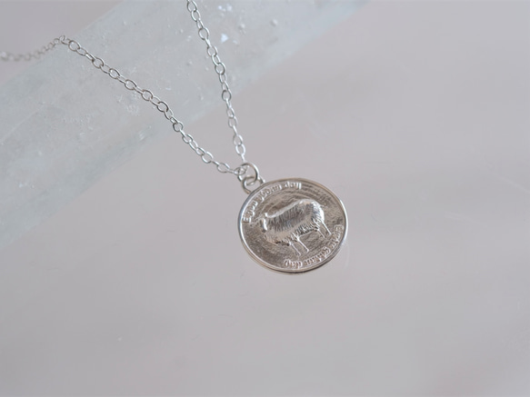 Eigðu góðan dag necklace　silver925　羊コインネックレス　シルバー 3枚目の画像