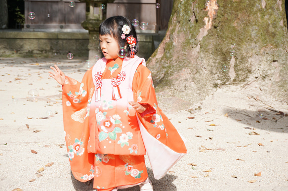 つまみ細工 髪飾り クリップ 七五三 椿 梅 3枚目の画像