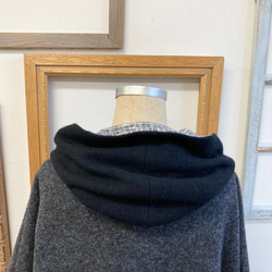 促銷價 ★ 時尚雙色 ❤️ 粗花呢羊毛蝙蝠派克大衣黑灰色（尺碼從 L 到 LL） 第12張的照片