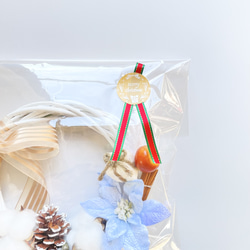 【お値下げ】リース　おしゃれ　可愛い　人気　自然素材　花　造花　ポインセチア　木の実　ブルー　クリスマス 6枚目の画像