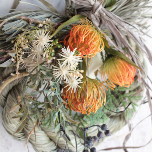 2wayしめ縄】スワッグにもなる田舎風ナチュラルしめ縄 しめ縄