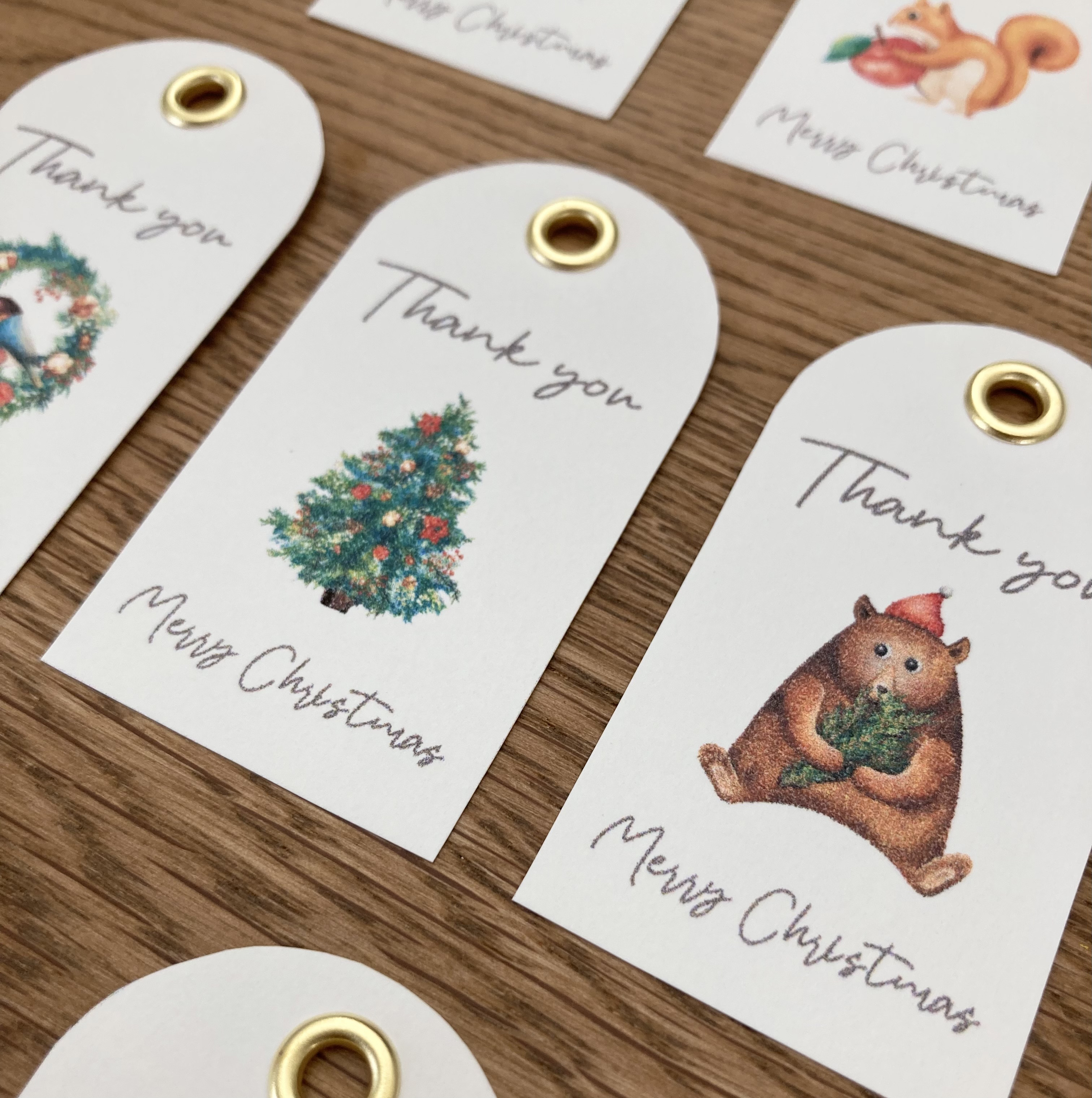 森のクリスマス】 サンキュータグ 10枚 名入れOK 文字変更可