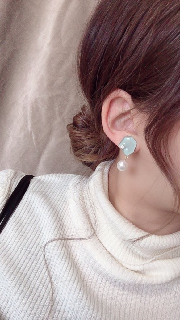 KAKERA pearl pierce/earring Ⅰ(Mint) 3枚目の画像