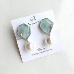 KAKERA pearl pierce/earring Ⅰ(Mint) 2枚目の画像