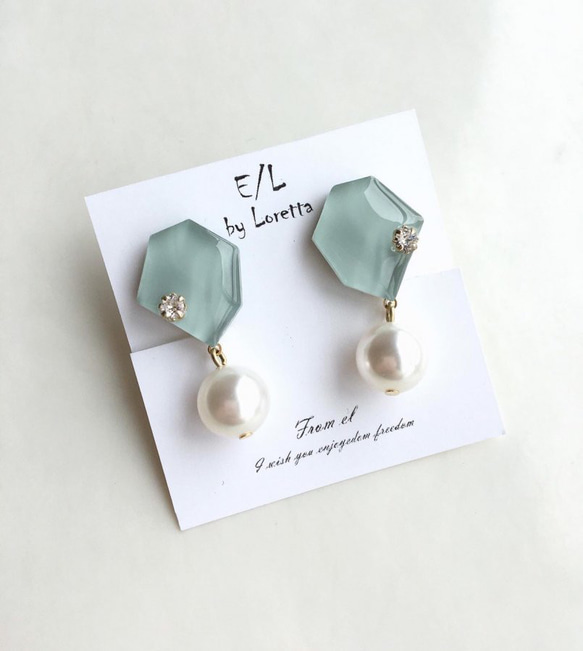 KAKERA pearl pierce/earring Ⅰ(Mint) 2枚目の画像