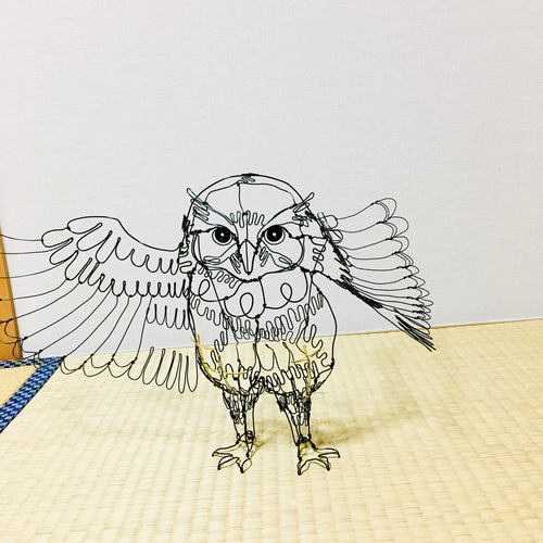 専用出品☆ワイヤーアート ワイヤークラフト 星のフクロウ 立体